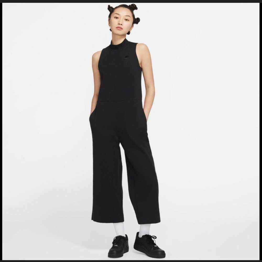 Nike French terry mock neck sleeveless jumpsuit with pockets!